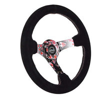 Load image into Gallery viewer, NRG Reinforced Steering Wheel (350mm) 3in Deep Pink Sakura Floral Solid Spoke - Black Suede/Stitch
