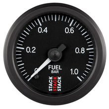 Load image into Gallery viewer, Autometer Stack 52mm 0-1 Bar M10 Male Pro Stepper Motor Fuel Pressure Gauge - Black
