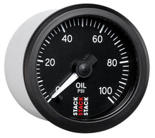 Load image into Gallery viewer, Autometer Stack 52mm 0-100 PSI 1/8in NPTF Male Pro Stepper Motor Oil Pressure Gauge - Black
