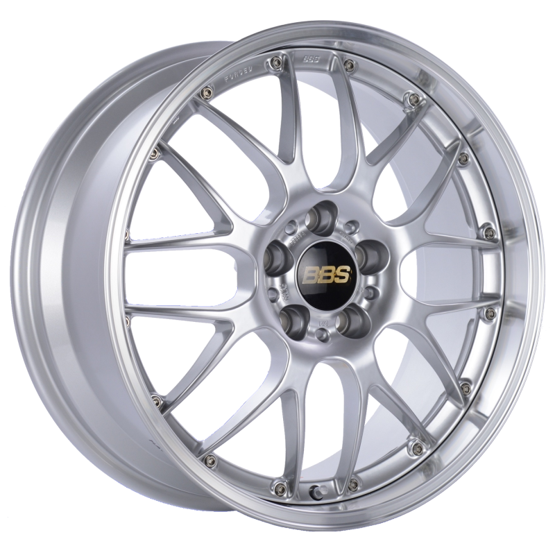 BBS RS-GT 18x9.5 5x120 ET40 Diamond Silver Center Diamond Cut Lip Wheel -82mm PFS/Clip Required
