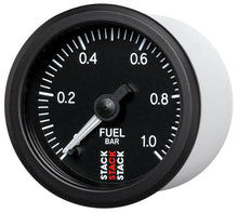 Load image into Gallery viewer, Autometer Stack 52mm 0-1 Bar M10 Male Pro Stepper Motor Fuel Pressure Gauge - Black
