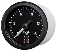 Load image into Gallery viewer, Autometer Stack 52mm 0-15 PSI 1/8in NPTF Male Pro Stepper Motor Fuel Pressure Gauge - Black
