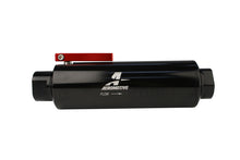 Load image into Gallery viewer, Aeromotive In-Line AN-12 Filter w/Shutoff Valve 100 Micron SS Element - Black Anodize Finish
