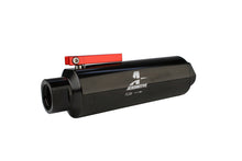 Load image into Gallery viewer, Aeromotive In-Line AN-12 Filter w/Shutoff Valve 100 Micron SS Element - Black Anodize Finish
